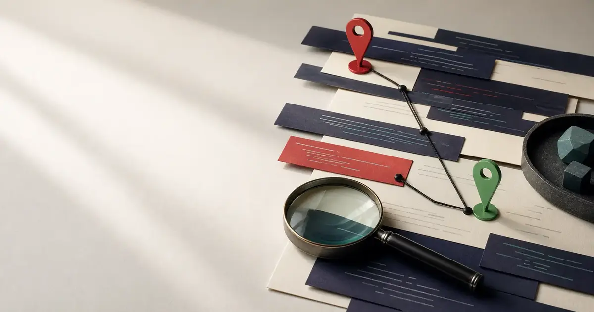 An editorial still life about reviewing code and producing evidence